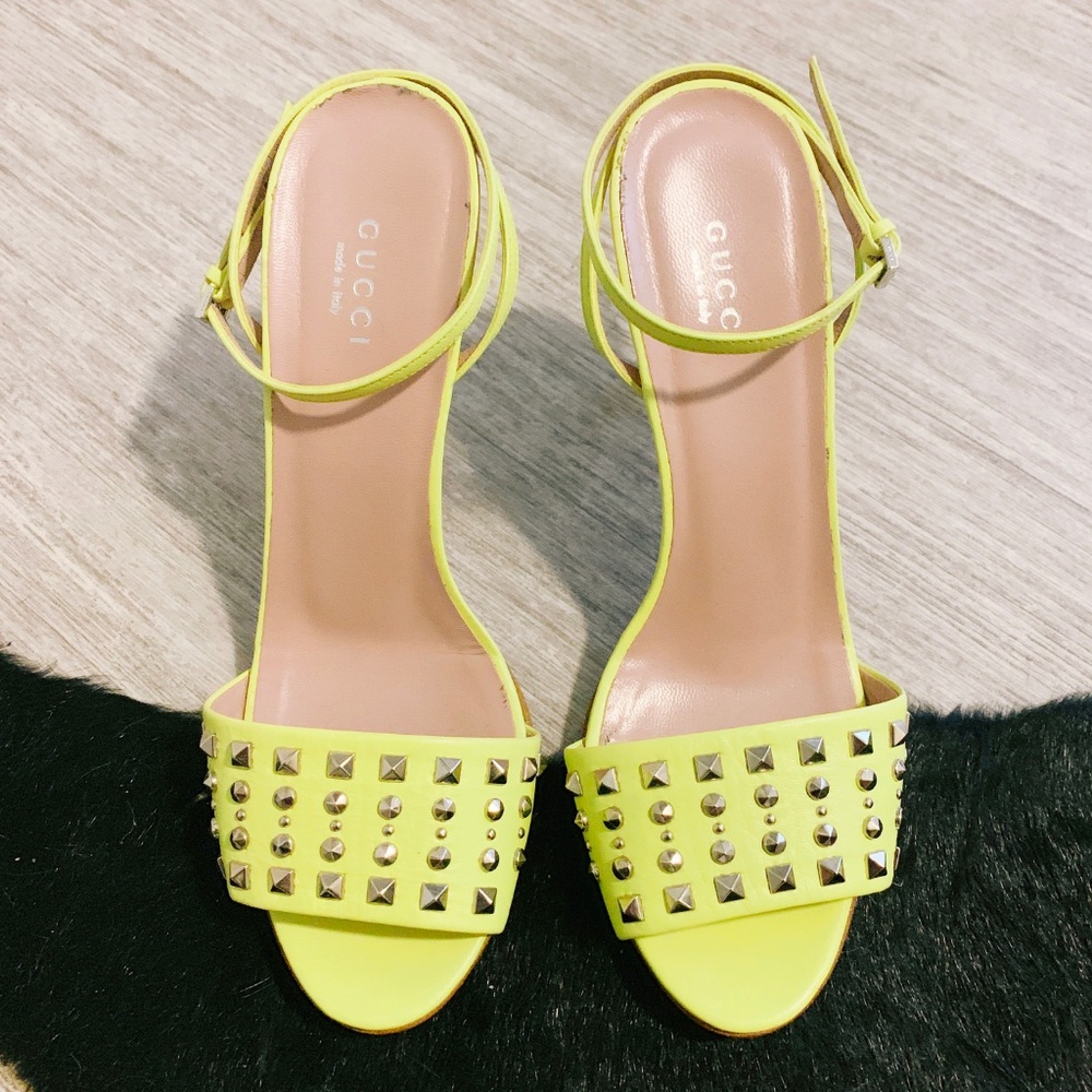 Gucci Neon Studded Heels - only worn once!